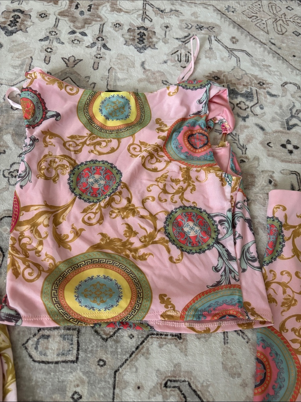 Fashion Nova Pink Medallion Print Satin Bandeau Set - Picture 5 of 5